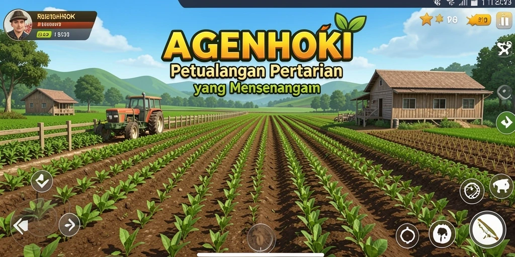 Gameplay AGENHOKI yang asyik dengan berbagai aktivitas pertanian.