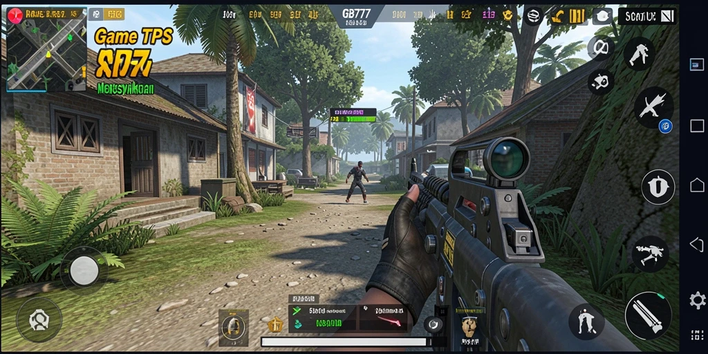 Screenshot utama GB777 menampilkan aksi gameplay TPS yang intens.