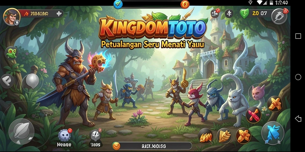 Screenshot gameplay KINGDOMTOTO menampilkan petualangan epik di dunia fantastis.