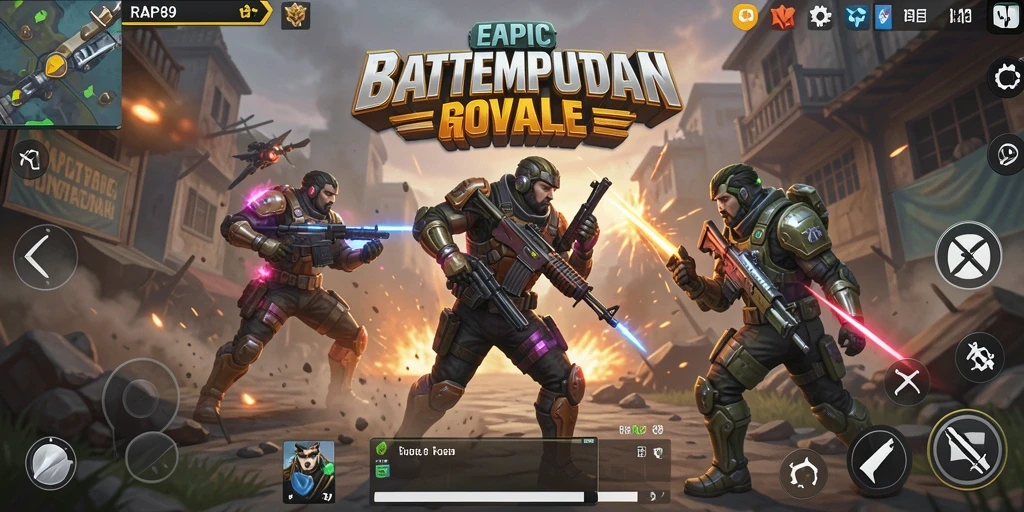 Tangkapan layar gameplay RAP89 menampilkan aksi laga Battle Royale yang mendebarkan.
